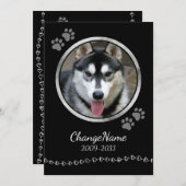 愛し永遠に犬の記念黒の形見カード 案内状 (正面/裏面)