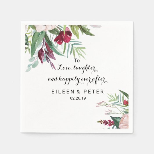 愛し笑い続けて幸せに過ごす スタンダードカクテルナプキン (正面)