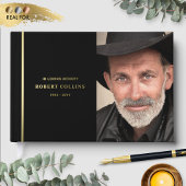 愛し素晴らした思い出の葬儀で実在、黒とホイル ゲストブック