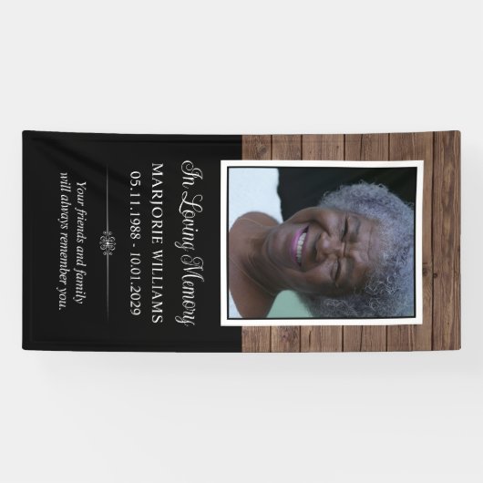 愛し素朴て思い出に木材の写真の墓カバー 横断幕 (横)