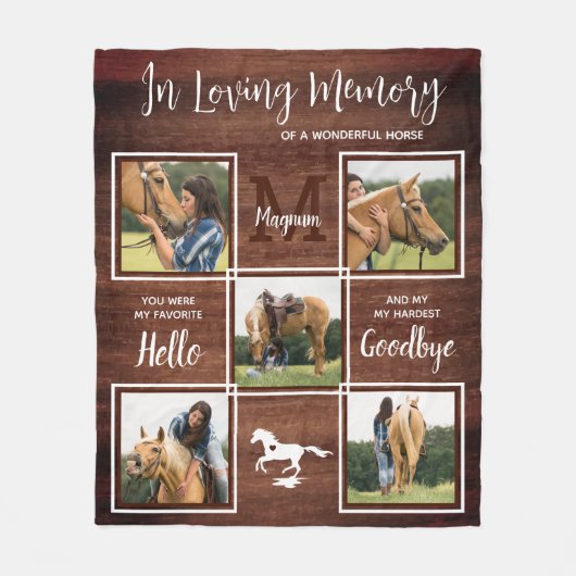 愛し素朴て記憶の馬の記念写真で フリースブランケット (正面)