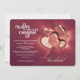 愛し、大切にするバラ金ゴールドハート招待状 案内状