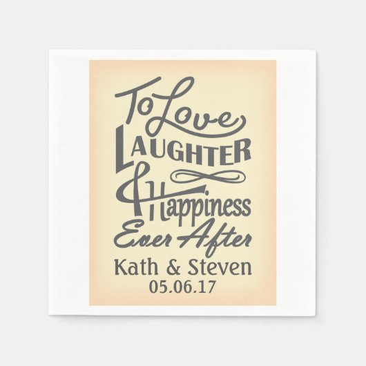 愛し、笑い、そしてデザイン後の幸せ。 スタンダードカクテルナプキン (正面)
