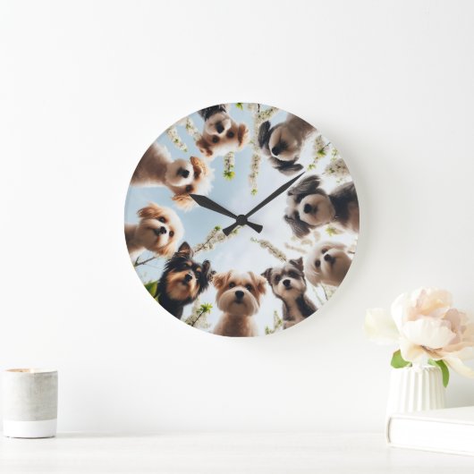 愛すごいらしい子犬おもしろい犬壁時計 ラージ壁時計 (ホーム)