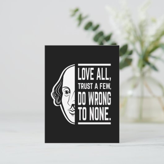 愛すべて信頼いくつかのシェイクスピア引用文のセスピアン ポストカード (スタンド正面)