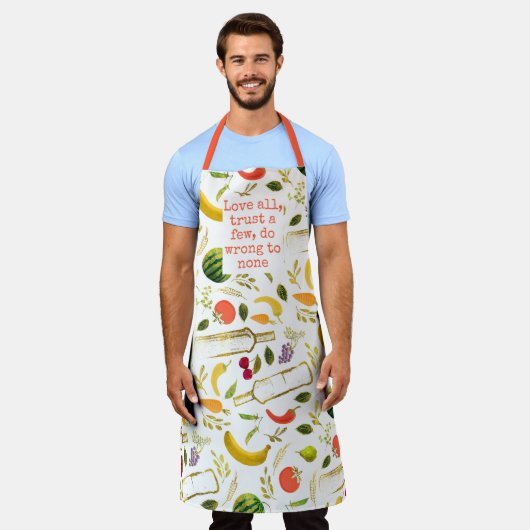 愛すべて、少数を信頼し、誰にも間違った引用文 エプロン (着用した状態)