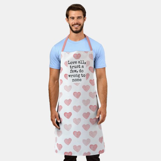 愛すべて、少数を信頼し、誰にも間違った引用文 エプロン (着用した状態)