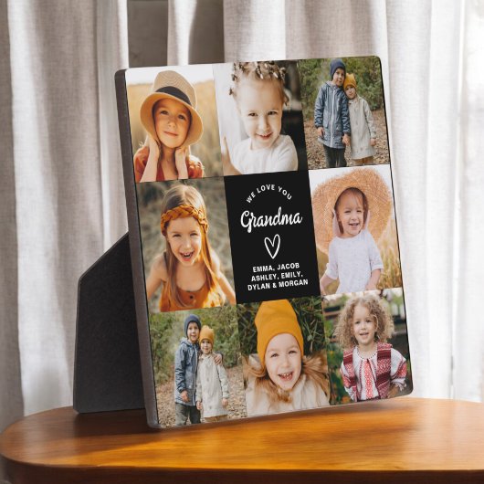 愛するおばあちゃんモダンハートコラージュ フォトプラーク