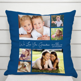 愛するおばあちゃん青い写真 クッション