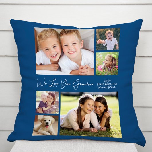 愛するおばあちゃん青い写真 クッション