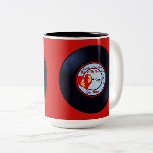 愛するおもしろいな歌のタイトルは私にバナナをしました ツートーンマグカップ (正面右)