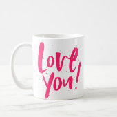 愛するはっきりしたピンクモダンのバレンタインデー コーヒーマグカップ (左)