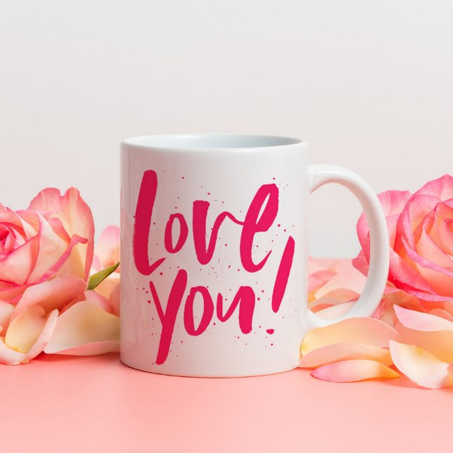 愛するはっきりしたピンクモダンのバレンタインデー コーヒーマグカップ