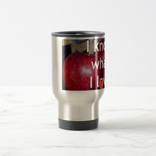 「愛するものを知っている」 - Appleをテーマにしたデザイン トラベルマグ (中央)