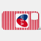 愛するアメリカ愛国的な赤白青おもしろいハート Case-Mate iPhoneケース (裏面 (横))