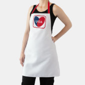 愛するアメリカ愛国的赤白青シンプルハート エプロン (インサイチュ)