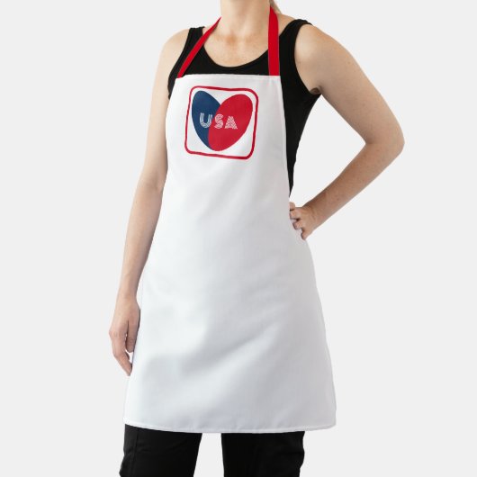 愛するアメリカ愛国的赤白青シンプルハート エプロン (インサイチュ)