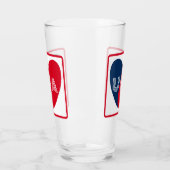 愛するアメリカ愛国的赤白青シンプルハート タンブラーグラス (左)
