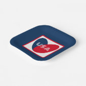 愛するアメリカ愛国的赤白青シンプルハート ペーパープレート (傾斜あり)