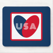 愛するアメリカ愛国的赤白青シンプルハート マウスパッド (正面)