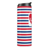 愛するアメリカ赤白青愛国的ハートおもしろいTh タンブラー (回転左)