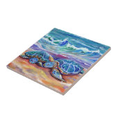 愛するウミガメの抱き込み タイル (側面)