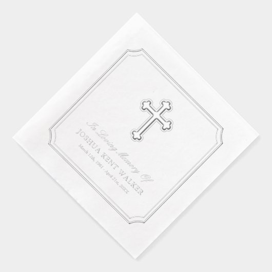 愛するエレガント思い出の十字銀箔葬儀 箔ナプキン (右)