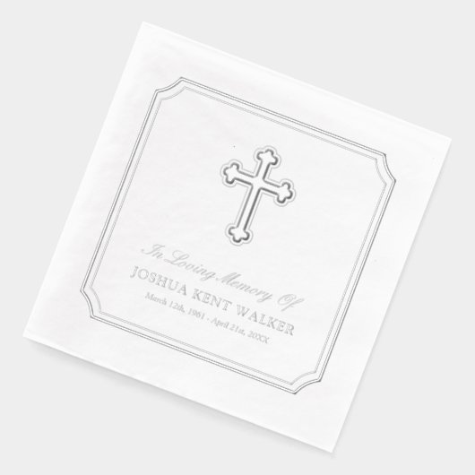 愛するエレガント思い出の十字銀箔葬儀 箔ナプキン (左)