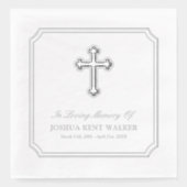 愛するエレガント思い出の十字銀箔葬儀 箔ナプキン (正面)