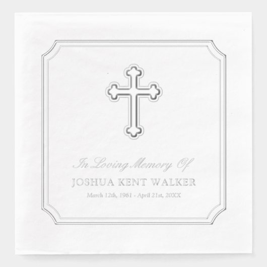 愛するエレガント思い出の十字銀箔葬儀 箔ナプキン (正面)