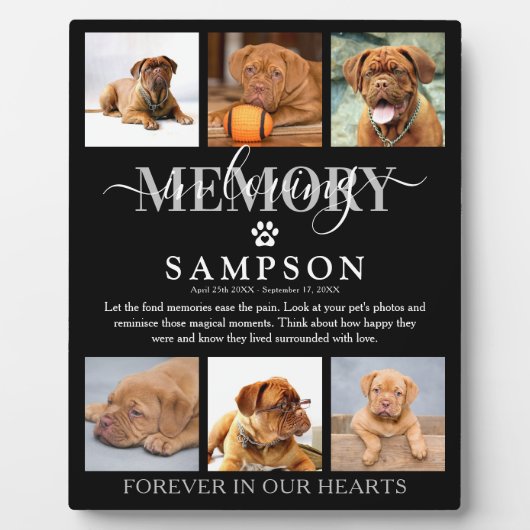 愛するエレガント記憶でペットの損失の写真コラージュ フォトプラーク (正面)
