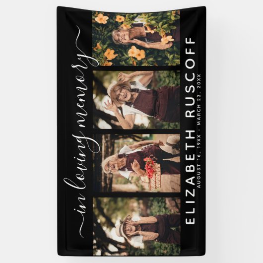 愛するエレガント記憶のメモリアル4写真コラージュ 横断幕 (縦)