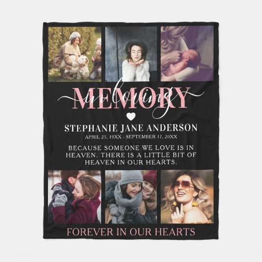 愛するエレガント記憶の中で写真コラージュ記念碑 フリースブランケット (正面)