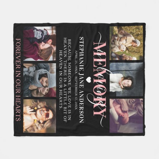 愛するエレガント記憶の中で写真コラージュ記念碑 フリースブランケット (正面(横))