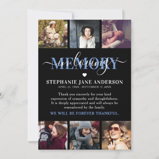 愛するエレガント記憶の写真コラージュ記念Th サンキューカード (正面)
