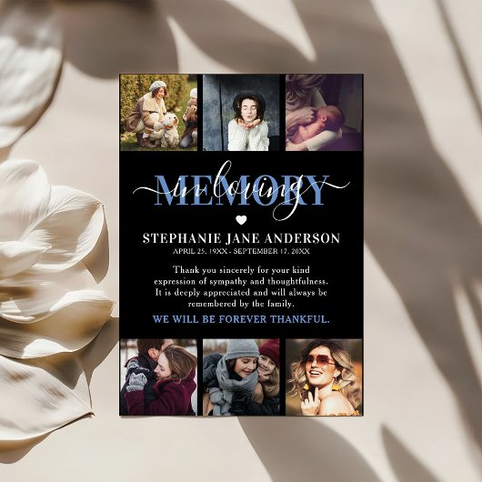 愛するエレガント記憶の写真コラージュ記念Th サンキューカード
