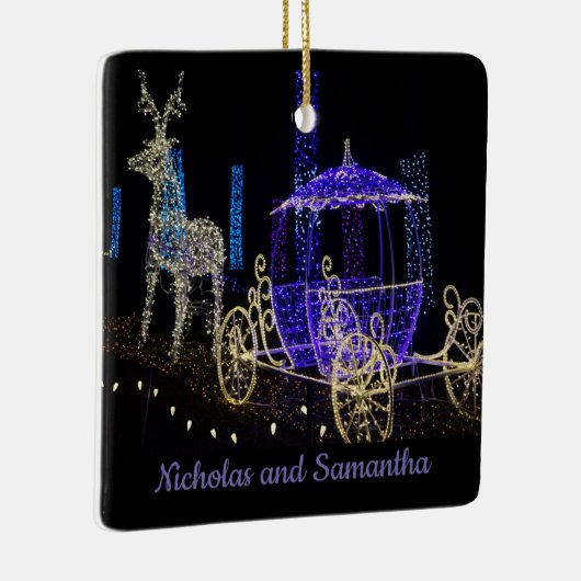 愛するオーナメント彼の名前の馬の鹿キャリッジ セラミックオーナメント (右)