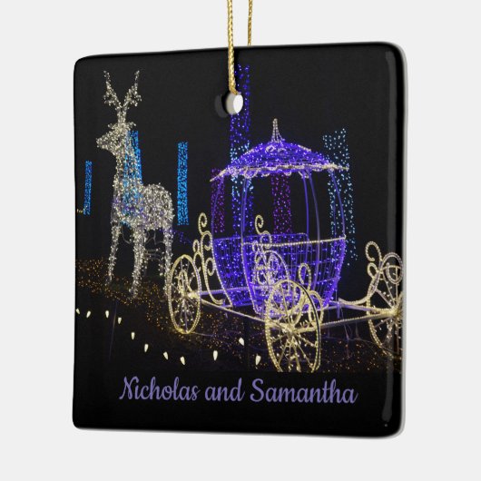愛するオーナメント彼の名前の馬の鹿キャリッジ セラミックオーナメント (左)