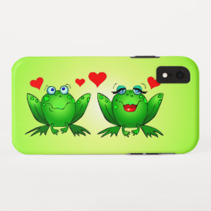 愛するカエルかわいいホッピーのアニメ動物ハート iPhone XRケース