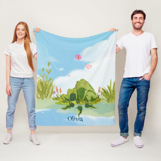愛するカエルの家族 フリースブランケット (インサイチュ)