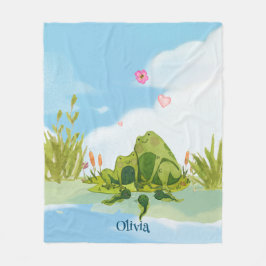 愛するカエルの家族 フリースブランケット