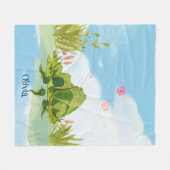 愛するカエルの家族 フリースブランケット (正面(横))