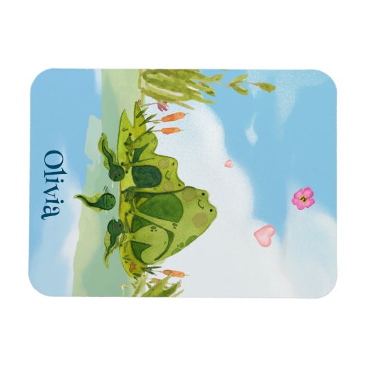 愛するカエルの家族 マグネット (横)