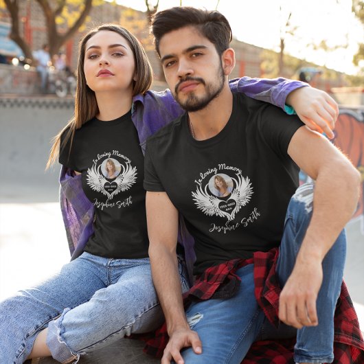 愛するカスタム記憶エンジェルウィングスの写真Tシャツ Tシャツ