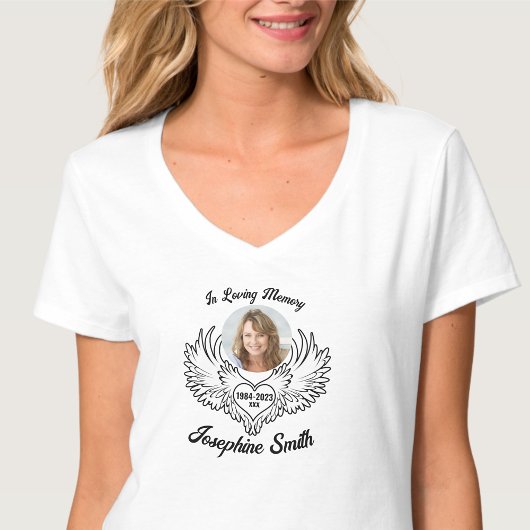 愛するカスタム記憶エンジェルウィングスの写真Vシャツ Tシャツ