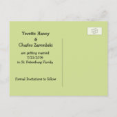 愛するカタツムリ結婚式の日付はがきを保存 案内ポストカード (裏面)