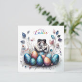 愛するカップルとロマンチックなイースターカーエレガントド シーズンカード (スタンド正面)