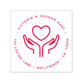 愛するカップル差出人住所2手1ハート セルフインキングスタンプ (デザイン)