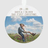 愛するカップル1stクリスマスキープサケ2枚の写真 オーナメント (裏面)