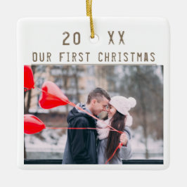 愛するカップル1stクリスマスキープサケ2枚の写真 セラミックオーナメント